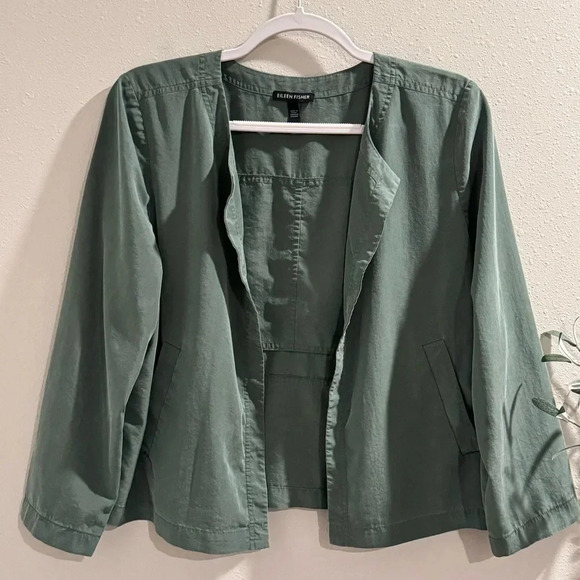 Eileen Fisher Nori Sandwashed Tencel Round Neck Jacket Size Medium Work Chic - Picture 1 of 8